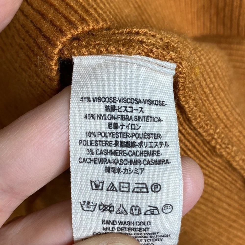 Anthropologie Free People v-neck brown/orange ribbed thick sweater medium